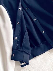 Sparklyn Tween Girl Autumn Knight Embroidery Contrast Color Single-Breasted Casual Baseball Jacket