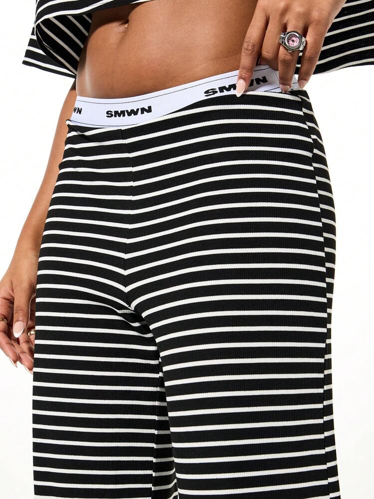 SUMWON WOMEN Striped Wide Leg Palazzo Lounge Pants