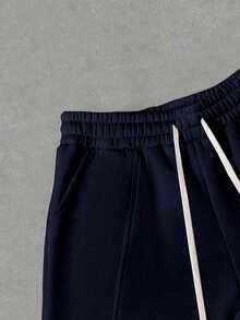 Manfinity Hypemode Young Men's Casual Street Style Embroidered Badge Sweatpants - Navy Blue - View 7