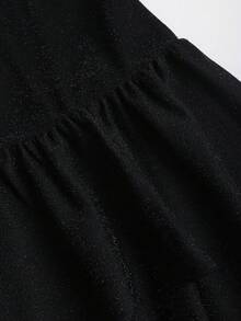 Sweetra Women's Retro Sexy Slim Fit Asymmetrical Metallic Shiny Jellyfish Flounce Versatile Comfortable Elegant Party/Date Strapless Dress - Black - View 5