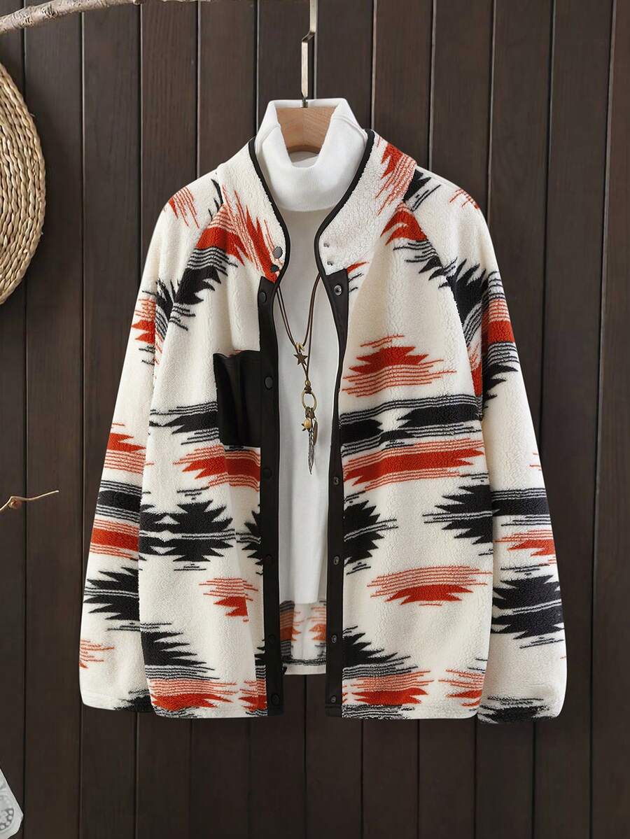 Linhara Plus Size Casual Loose Fit Fluffy Long Sleeve Jacket, Autumn/Winter - Black - View 1