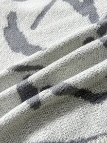 Manfinity Hypemode Suéter de hombre con estampado gráfico y hombros caídos, para otoño e invierno - Blanco - Ver 8
