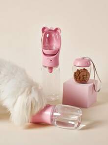PETSIN 1 件便携式宠物旅行水瓶适用于狗猫幼犬带食物容器防漏防滑户外散步徒步露营旅行必备可折叠轻便耐用宠物配件适合夏季海滩公园旅行宠物用品狗饮水机 - 粉色 - 查看 6