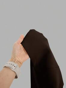 SHEIN PETITE CURVE Pantalones anchos de unicolor versátiles y casuales para tallas grandes - Marrón - Ver 3