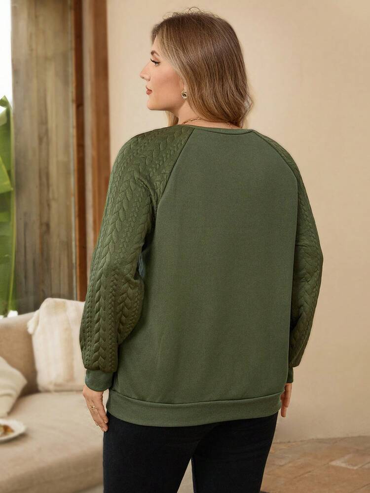 Sweat-shirt ample de couleur unie à manches raglan, automne/hiver