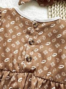 Vintaside Kids Baby Girl Corduroy Floral Bodysuit, Fashionable & Adorable, Suitable For Everyday Wear - Multicolor - View 6