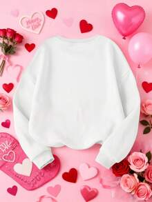 SHEIN LUNE Damen Sweatshirt, Frohes Neues Jahr Sweatshirts, Weihnachts Tops, Frohes Neues Jahr 2026 Geschenk, Familien-Matching Neujahrs Shirts. Weihnachtsparty T-Shirt Oberteil. Süßes Weihnachts Feiertags Geschenk, Geschwister Geschenk, Geschenk für Schwester, Geschenk für Mama, Muttertags Geschenke, Lässige minimalistische Mode Sweatshirts - Weiss - Übersicht 2