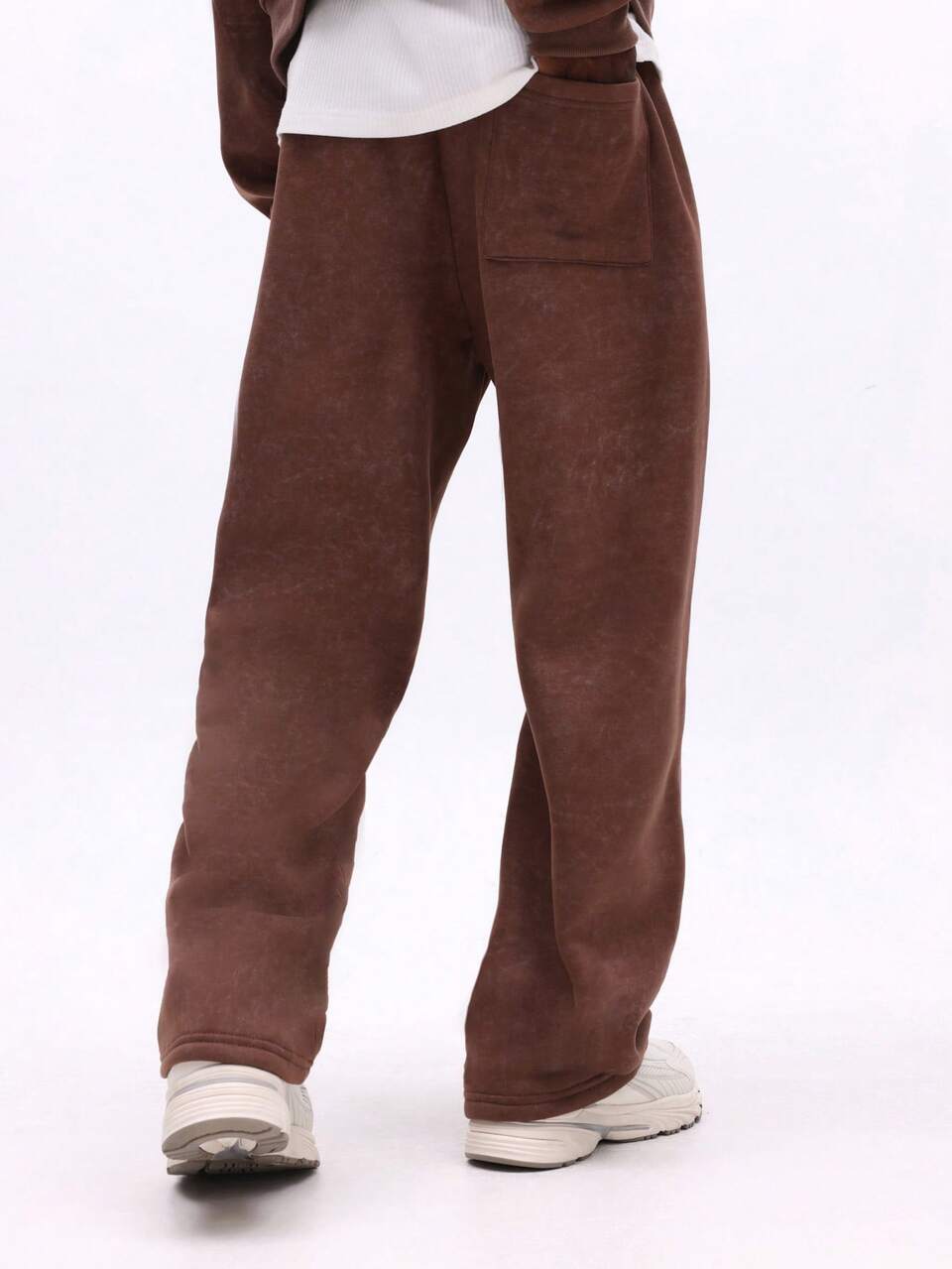 Calça de Moletom Relaxada SUMWON com Lavagem, Cintura com Cordão e Bolsos Laterais para Conforto Casual do Dia a Dia e Estilo de Roupa de Estar em Casa Simples