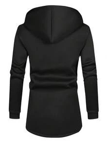 Manfinity Homme 男士连帽中长款卫衣外套 - 黑色 - 查看 2