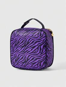 ROMWE Goth Bolsa de cosméticos portátil de gran capacidad con diseño de letras y dibujos animados - Multicolor - Ver 5