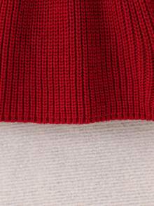 SHEIN Playful Pals Vestido de suéter cálido con bordado de corazón y melocotón de moda para niños pequeños. El diseño central del bordado de corazón y patrón de melocotón combinado con la categoría de vestido de suéter, se adapta a los atributos lindos y animados de bebés y niños pequeños. - Rojo - Ver 5