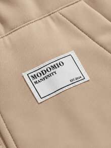 HIMLAND 男士宽松落肩休闲连帽保暖拉链外套，适合秋季穿着 - 卡其色 - 查看 4