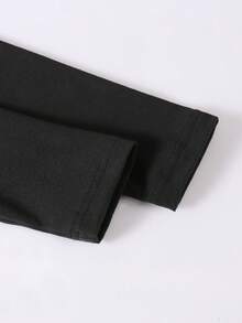 Girlism 少女迷彩树枝印花圆领紧身针织连体衣套装（上衣和裤子两件套），休闲街头风，秋冬款 - 黑色 - 查看 8