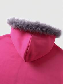 ROMWE MEN Men's Gothic Drop Shoulder Long Sleeve Zip-Up Hooded Sweatshirt Sweatshirt - Hot Pink - View 4
