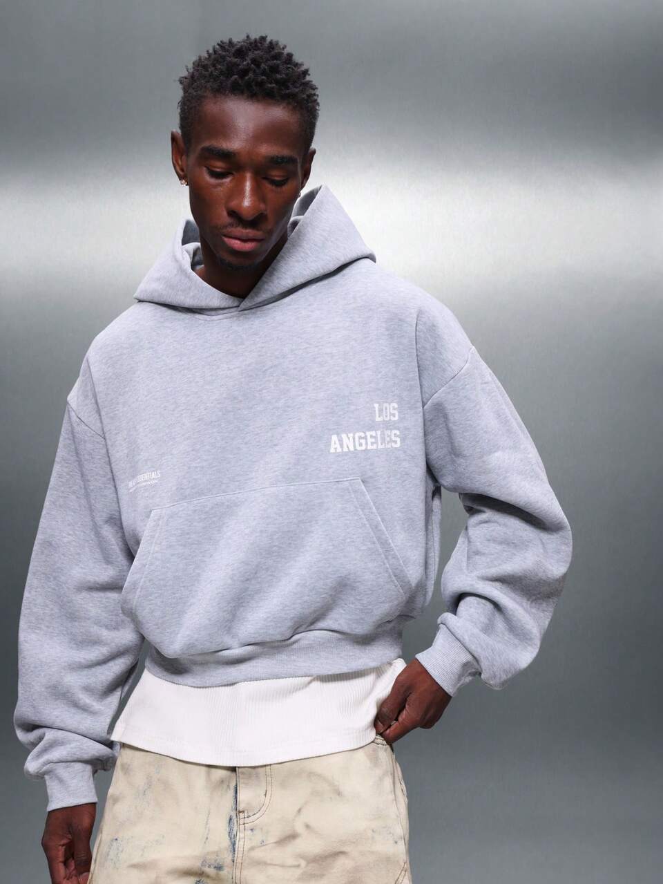 PLAYBOY X SUMWON Sudadera con capucha de corte ajustado con logo de conejo, bolsillo central, manga larga, de tejido jaspeado, cómoda y casual para el invierno y el otoño