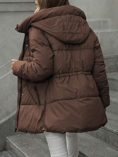 Aveloria Modichic Fashionable Casual Adjustable Waist Quilted Hooded Padded Padded Coat Clothes Winter