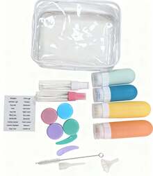 Travel Essentials 17pcs/Set, Silicone Travel Bottles For Toiletries, Leakproof Empty Refillable Liquid Container Travel Essentials For Cosmetics Shampoo Soap Conditioner Lotion Liquid, Travel Accessories With Portable Storage Bag Split - Multicolor - View 8
