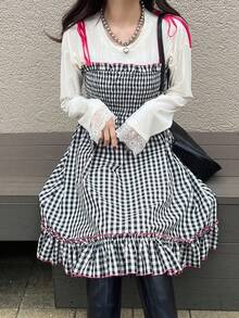 FRIFUL Women's Casual Plaid Ruffle Hem Camisole Dress - Multicolor - View 4