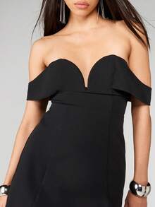 MISSGUIDED Off-Shoulder Sweetheart Neckline Bodycon Mini Dress With Bardot Sleeves For Party Evening - Black - View 6