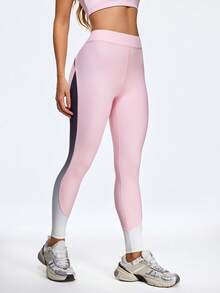 Eassivo Eassivo 撞色高腰修身休闲健身紧身裤 - 粉色 - 查看 6