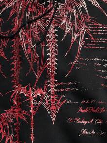 ROMWE MEN Goth 男士休闲标语十字印花连帽卫衣，秋冬季长袖上衣