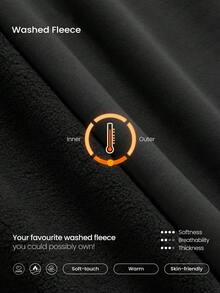 GLOWMODE Everyday Fleece Winter Edit Soft Lightweight Warm Cozy Pocket Regular Fit Full-Zip Hoodie Autumn Winter Outdoors Daily Casual Wear - Black - View 4
