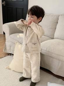DAZY Toddler Boys' Comfortable Casual Long Sleeve Top And Pants 2 Pieces Pajama Set - Apricot - View 6