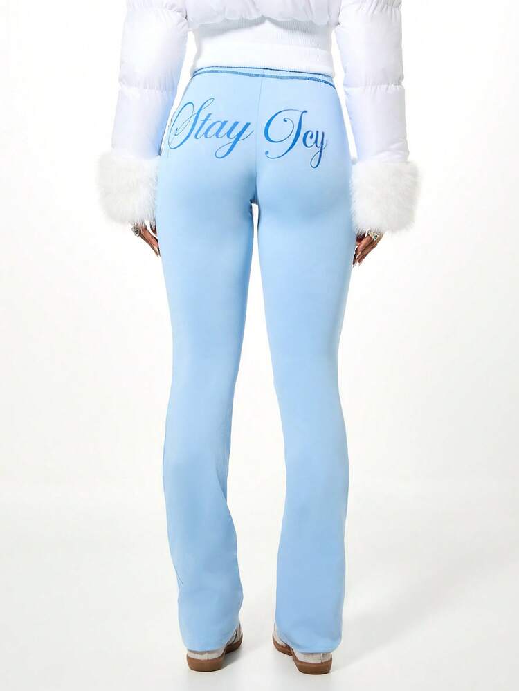 SUMWON WOMEN Christmas Stay Icy Graphic Flare Pants