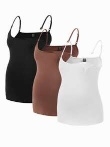 Modmama Bộ 3 áo ba lỗ màu trơn cho bà bầu cho con bú - Nhiều màu - Xem 7