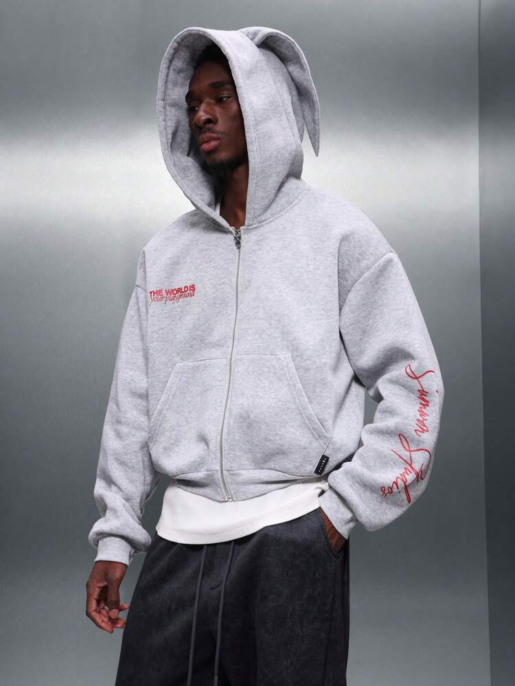 PLAYBOY X SUMWON Oversized Zip Up Hoodie With Iconic Bunny Logo Print Full Back Design Casual Streetwear Sweatshirt Winter Fall Fashion