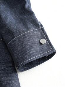 Manfinity EMRG Men's Casual Denim Collar Long Sleeve Shirt And Pants Set,Streetwear,Friends,Matching,Baggy,For Men,Graphic,Japanese Style,Unisex,I Love My Girlfriend - Blue - View 6