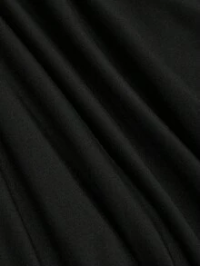 SHEIN CURVE+ 大码不对称下摆半身裙，深色系 - 黑色 - 查看 3