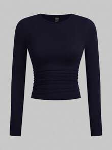 SHEIN EZwear 多色基础款圆领紧身女式T恤 - 彩色 - 查看 3