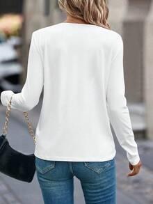 EMERY ROSE Camiseta casual de manga larga para mujer de talla grande, blusas de mujer para primavera y otoño - Multicolor - Ver 2