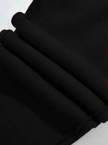 SHEIN Mirajuku Quần nỉ thiết kế túi in họa tiết thoải mái, rộng rãi cho bé trai tuổi teen, thích hợp mặc hàng ngày, đi làm và chơi thể thao - màu đen - Xem 5