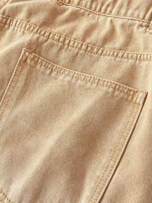 EASEVO Plus Size Men's Retro American Style Straight Leg Slim Fit Jeans, Autumn - Khaki - View 8