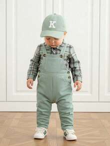 Souflis Souflis 秋冬格子灯芯绒连体衣婴儿套装 - 綠色 - 查看 1