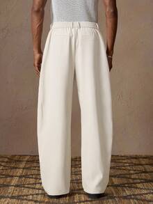 AKNOTIC Business Casual Men's Casual Loose Elastic Waist Straight Leg Chino Pants, Suitable For Summer, Vacation, Daily Wear, Party, Couple Matching, Men's Gift - Beige - View 4