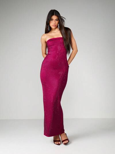 MISSGUIDED Sukienka midaxi z cekinami i bez ramiączek