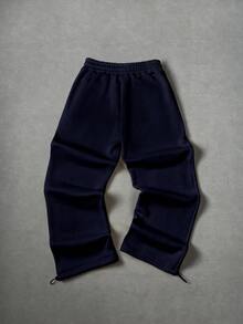 Manfinity Hypemode Young Men's Casual Street Style Embroidered Badge Sweatpants - Navy Blue - View 2