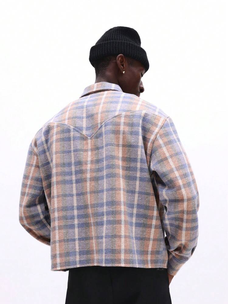 Camisa corta de manga larga a cuadros