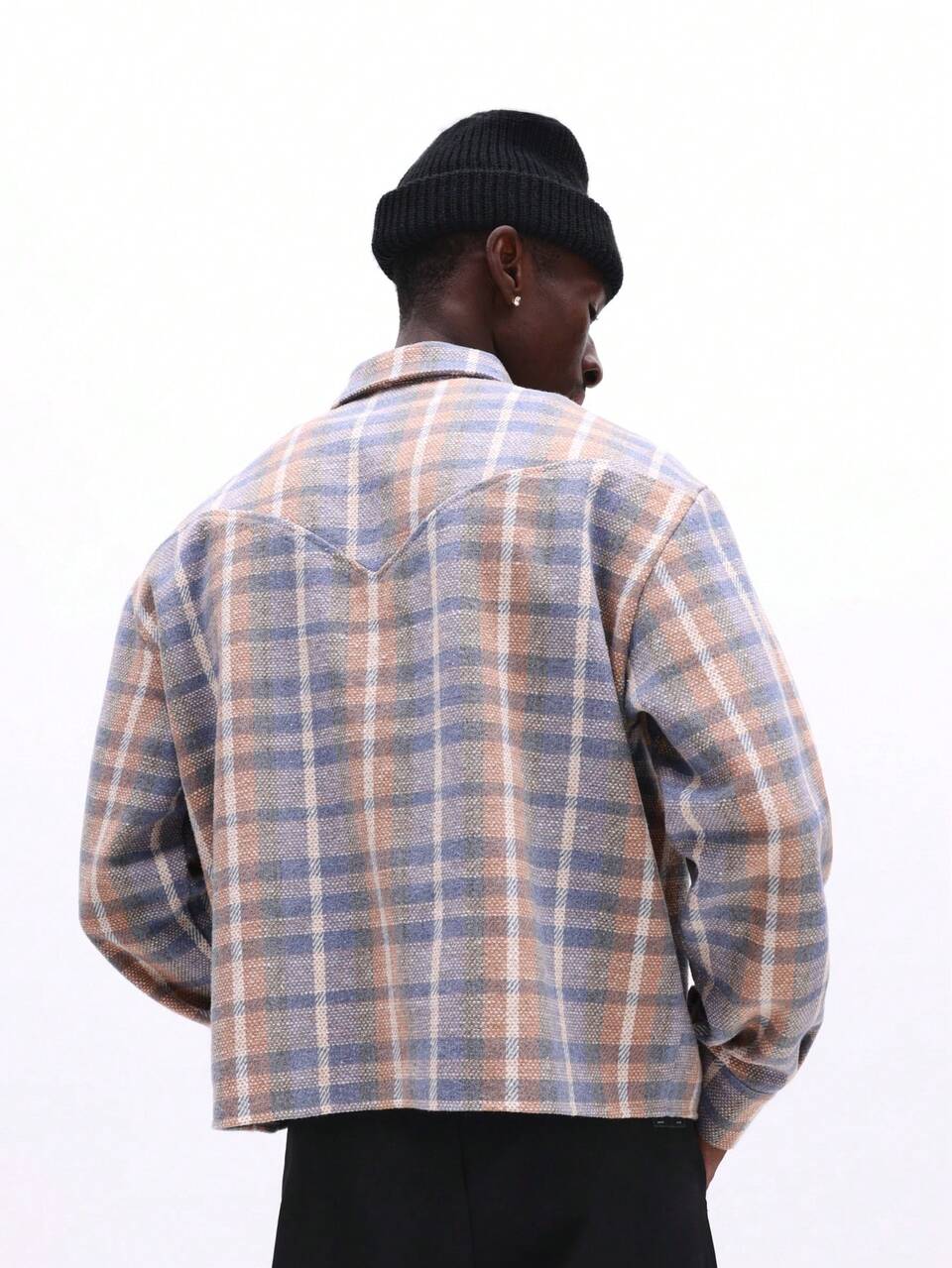Crop Fit Long Sleeve Check Overshirt