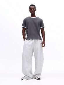 SUMWON Classic Short Sleeve Crew Neck T-Shirt With Contrast White Trim Casual Cotton Tee For Everyday Wear And Summer Style Plain - Grey - View 3