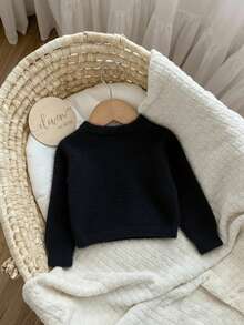 Babygirl Cute Solid Color Faux Fur Elastic Short Cardigan, Versatile For Autumn/Winter - Black - View 2