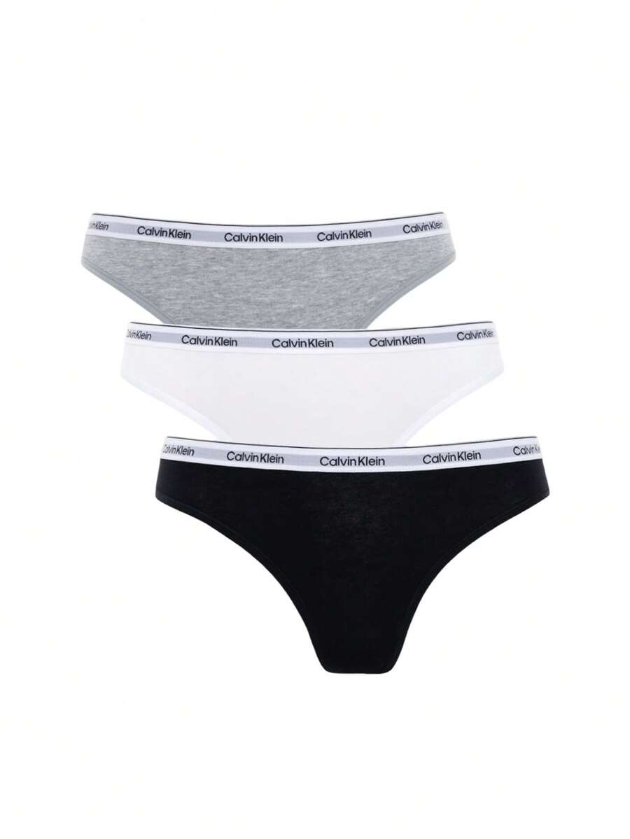 Calvin Klein 3 Pack Women's Thong - Grey White Black - View 1