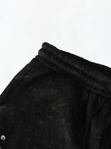 PAVTROS Bộ quần nỉ và áo hoodie có khóa kéo đính đá trang trí thường ngày cỡ lớn cho nam - màu đen - Xem 3