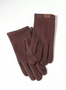 Guantes térmicos para hombre con forro térmico, a prueba de viento y cálidos, adecuados para el invierno, en gris, negro y café, de talla única, con función de pantalla táctil habilitada para conducir - Café integral - Ver 2