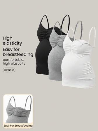 Modmama 3st enfärgade amningslinnen för gravida, amningskläder för gravida