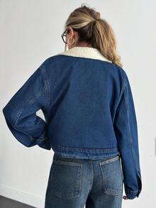 EURMUSE CASUAL JACKET DENIM STYLE Y2K CROPPED - Medium Wash - View 2