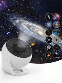 1 pieza Proyector decorativo de galaxia y espacio - Proyector de cielo estrellado de plástico con acabado mate, alimentado por USB, con 13 discos intercambiables, función de temporizador, patrones de rotación automática, ajuste de velocidad, para dormitorio, compatible como regalo, control con botón - Multicolor - Ver 2